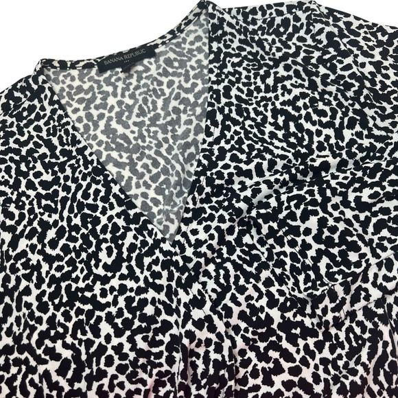 Banana Republic True Wrap Dress Cheetah/Animal Print Sz Small Black/White Jersey - Picture 2 of 6